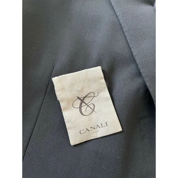 LKNEW CANALI Mens Dinner Jacket Size 44R XL navy woven 100% wool two button